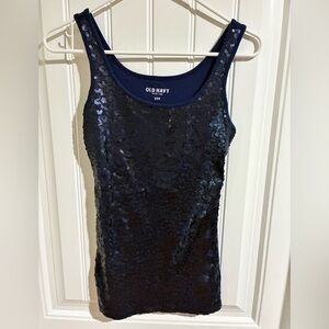 Old Navy Dark Blue Sequin Tank Top